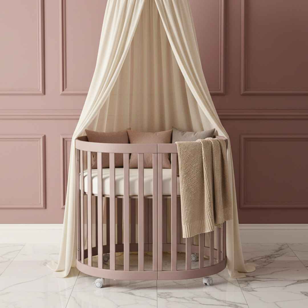 Dětská postýlka Mikko Gekko Kids + kvalitní matrace a kolečka. Cappuccino.